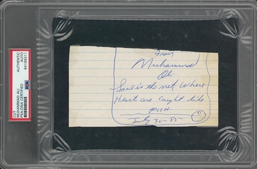 1985 Muhammad Ali Signed Handwritten Note (PSA/DNA & Beckett)